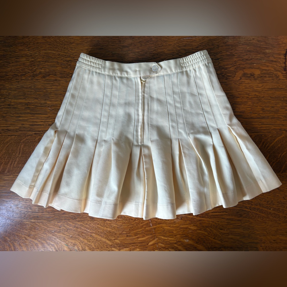Vintage Lizsport Women Size 2 Butter Yellow Pleated Tennis Skirt Mini 26" Waist - Picture 10 of 16